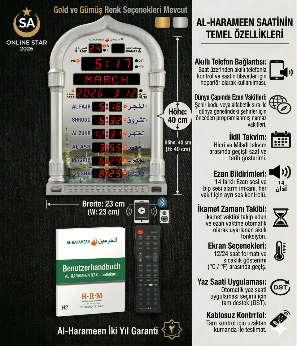 Azan-Uhr & Speaker, LED-Muslimische Gebetsuhr, Athan-Wanduhr, Digitale Adhan-Uhr  onlinestar2026 (118) Gewerblich