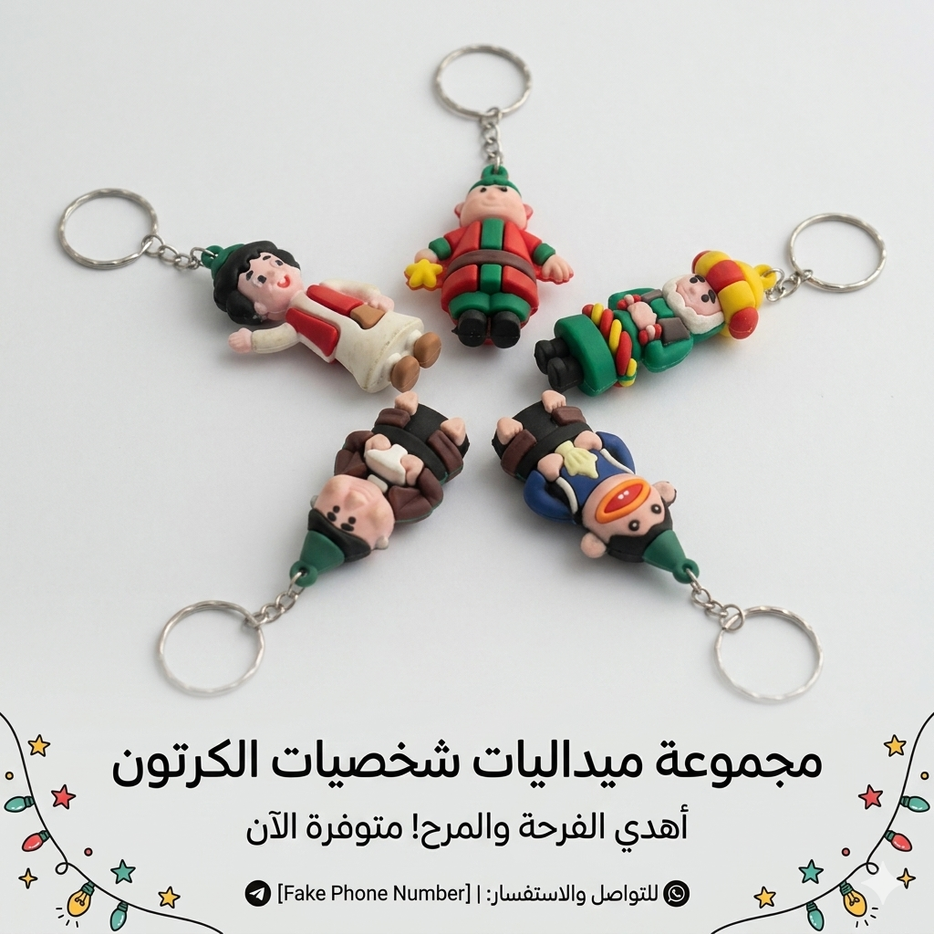 ميدالية مفاتيح ثلاثية الأبعاد شخصيات فوانيس رمضان