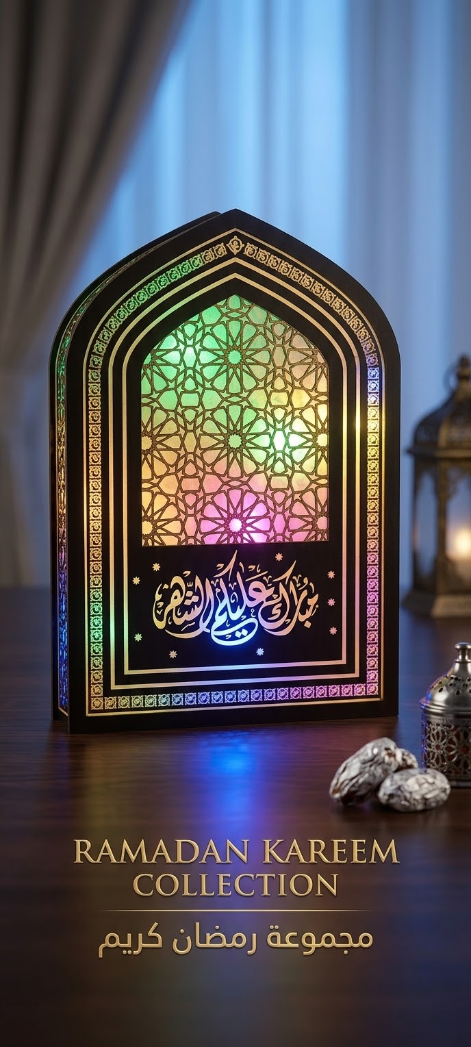 LED Acryl-Ramadan-Deko "Mubarak Alaykum Al-Shahr" – Elegante Tischlampe