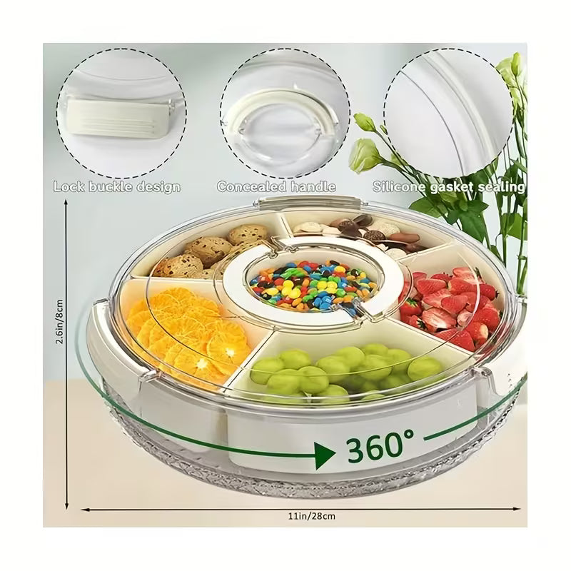 Unterteiltes Snacktablett mit Deckel Griff