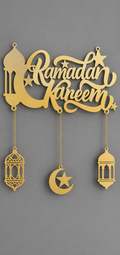 Eleganter Ramadan Wandhänger aus Gold-Acryl - 40×50 cm (Hergestellt in Ägypten)