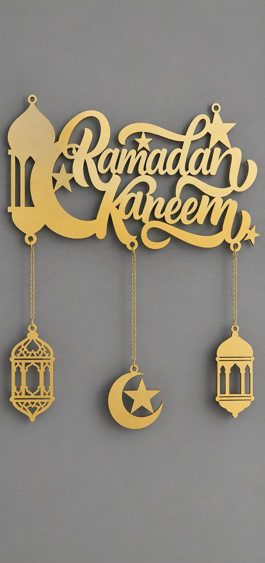 Eleganter Ramadan Wandhänger aus Gold-Acryl - 40×50 cm (Hergestellt in Ägypten)