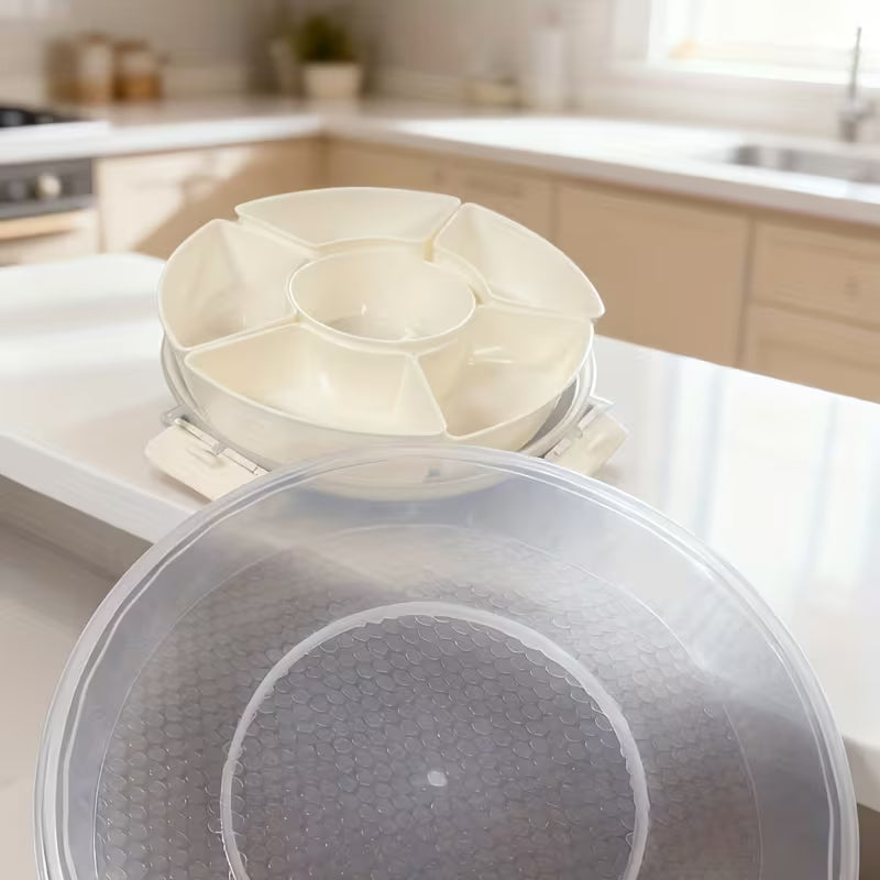 Unterteiltes Snacktablett mit Deckel Griff
