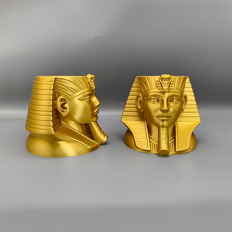 3D Stifthalter ägyptische Pharao-Gold-Federmäppchen-Skulptur, geeignet für Büro