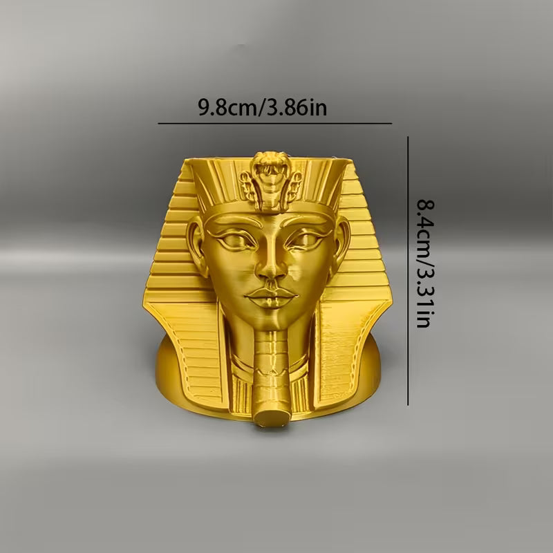 3D Stifthalter ägyptische Pharao-Gold-Federmäppchen-Skulptur, geeignet für Büro