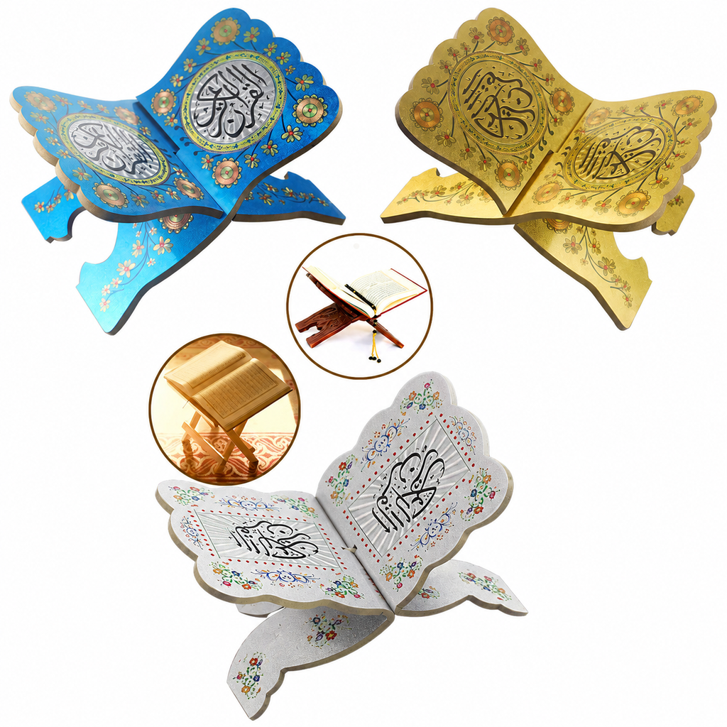 Yakında ahşap Kuran kitap standı – Ramazan ve Eid Mubarak dekorasyonu – 19 × 29 cm