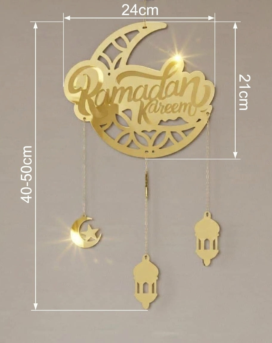 Eleganter Ramadan Wandhänger aus Gold-Acryl - 40×50 cm (Hergestellt in Ägypten)