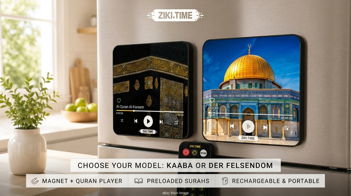 Koran Kühlschrankmagnet mit Komplettem Heiligen Koran | 114 Suren | Mishary Rashid Alafasy Bluetooth Lautsprecher | Fernbedienung | Wiederaufladbar | Eid & Ramadan Geschenk