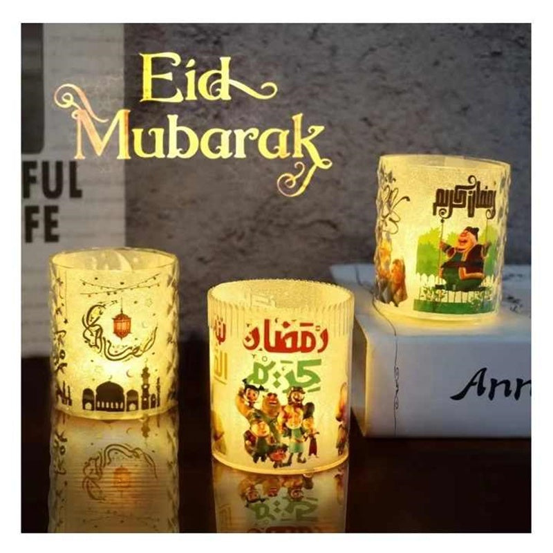 3 قطع شمعة LED ليلية لعيد مبارك، مصباح تزيين رمضان كريم، ديكور منزلي إسلامي مسلم للحفلات، مستلزمات وهدايا عيد الفطر