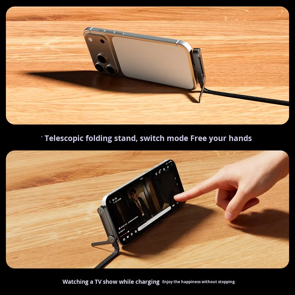 2 In 1 240W Schnellladekabel USB C auf C + Ständer 150 cm PD Ladekabel iPhone Samsung Huawei Typ C
