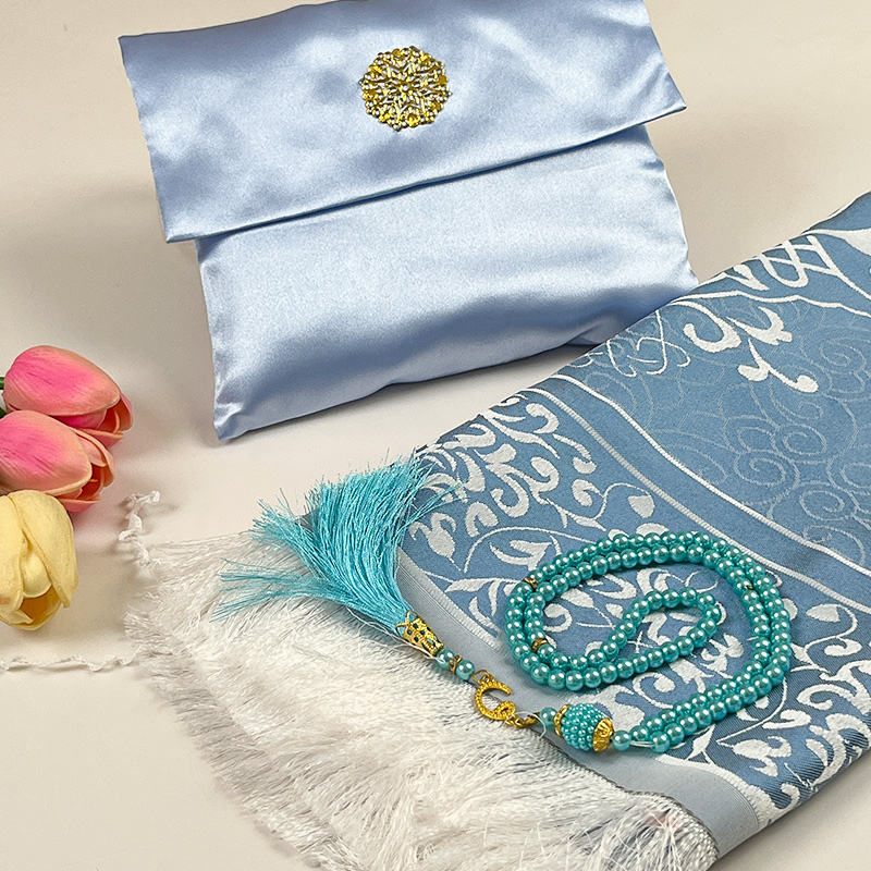 سجادة صلاة إسلامية مع مسبحة وشنطة قماش، Prayer Mat