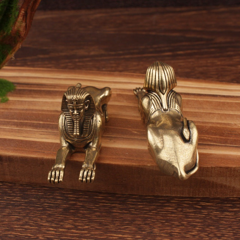 Ägyptische Sphynx Löwenkopf-Statue Pharaonische Antike Kupferskulptur Metall