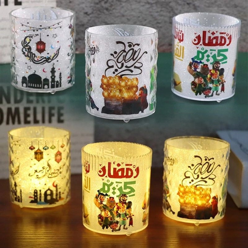 3 قطع شمعة LED ليلية لعيد مبارك، مصباح تزيين رمضان كريم، ديكور منزلي إسلامي مسلم للحفلات، مستلزمات وهدايا عيد الفطر
