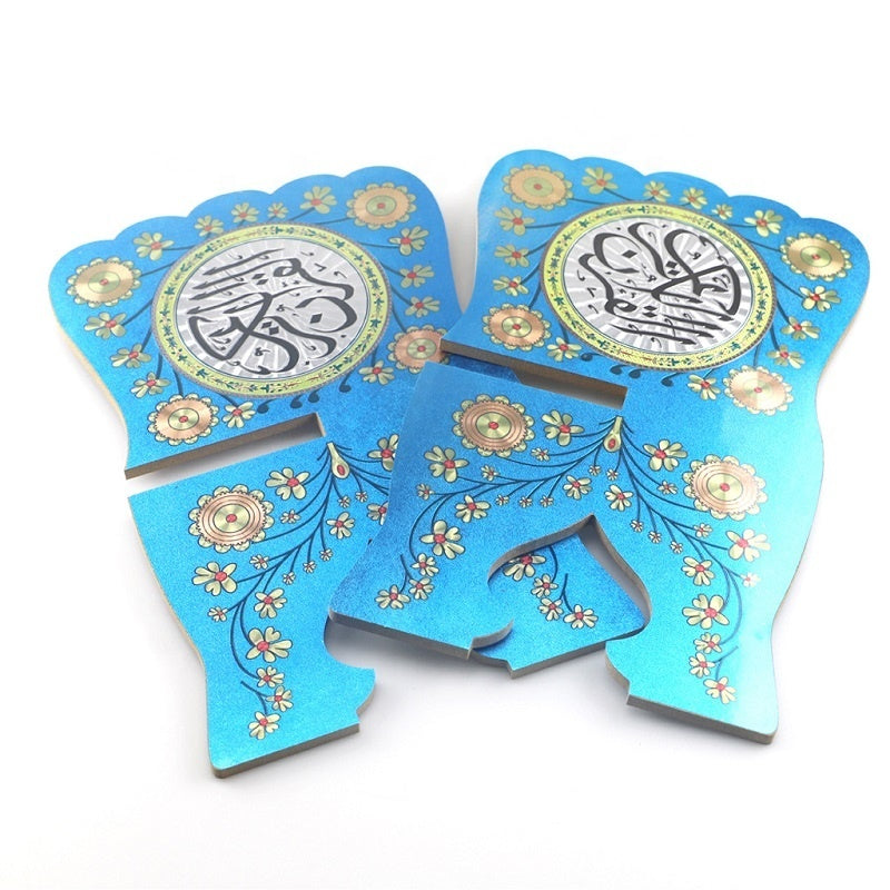 Yakında ahşap Kuran kitap standı – Ramazan ve Eid Mubarak dekorasyonu – 19 × 29 cm