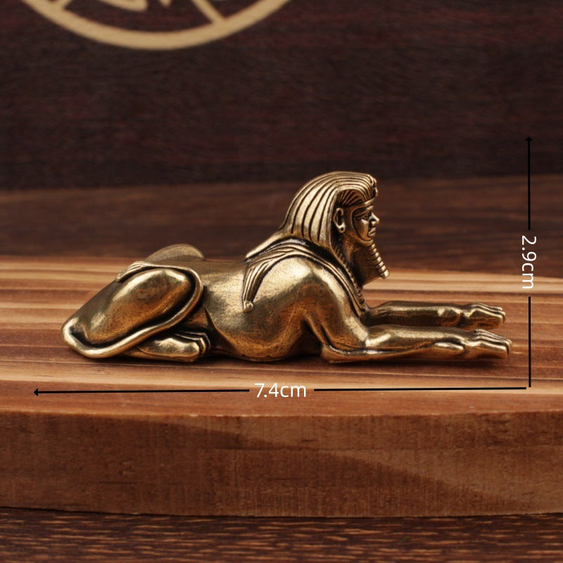 Ägyptische Sphynx Löwenkopf-Statue Pharaonische Antike Kupferskulptur Metall