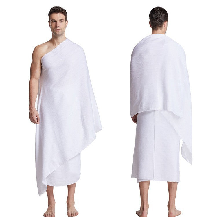 Top Hochwertiges Geprägtes Ihram Hadsch Handtuch Mikrofaser Musselin Ahram Hadsch Handtuch Umrah Bedrucktes Baumwollhandtuch