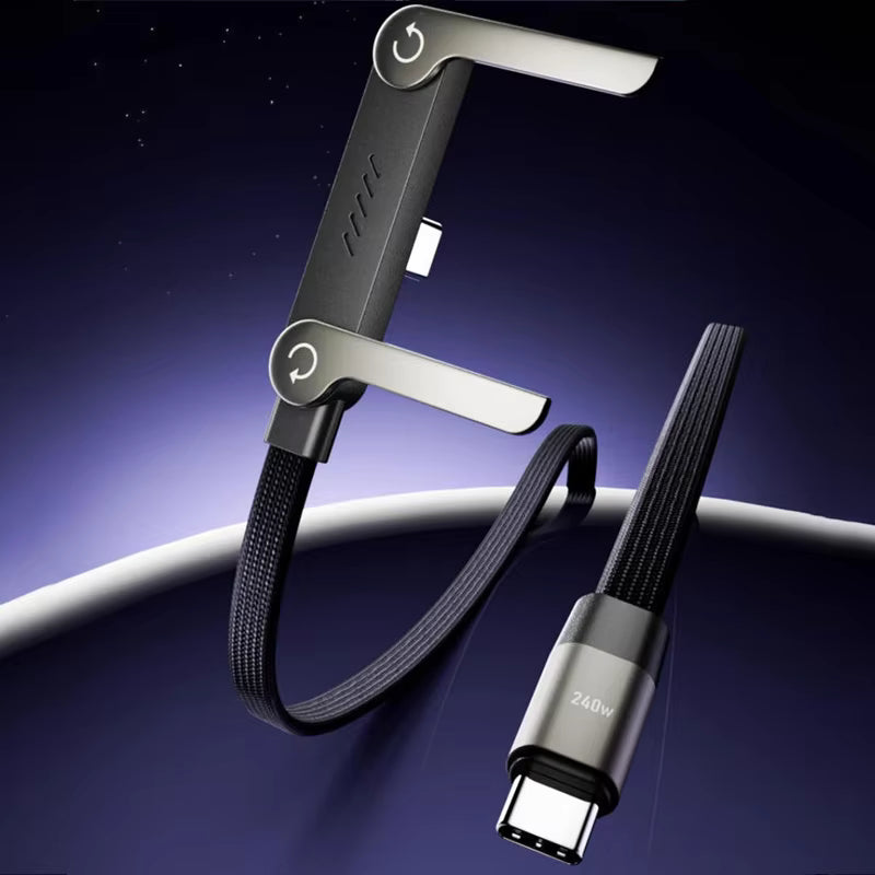 2 In 1 240W Schnellladekabel USB C auf C + Ständer 150 cm PD Ladekabel iPhone Samsung Huawei Typ C