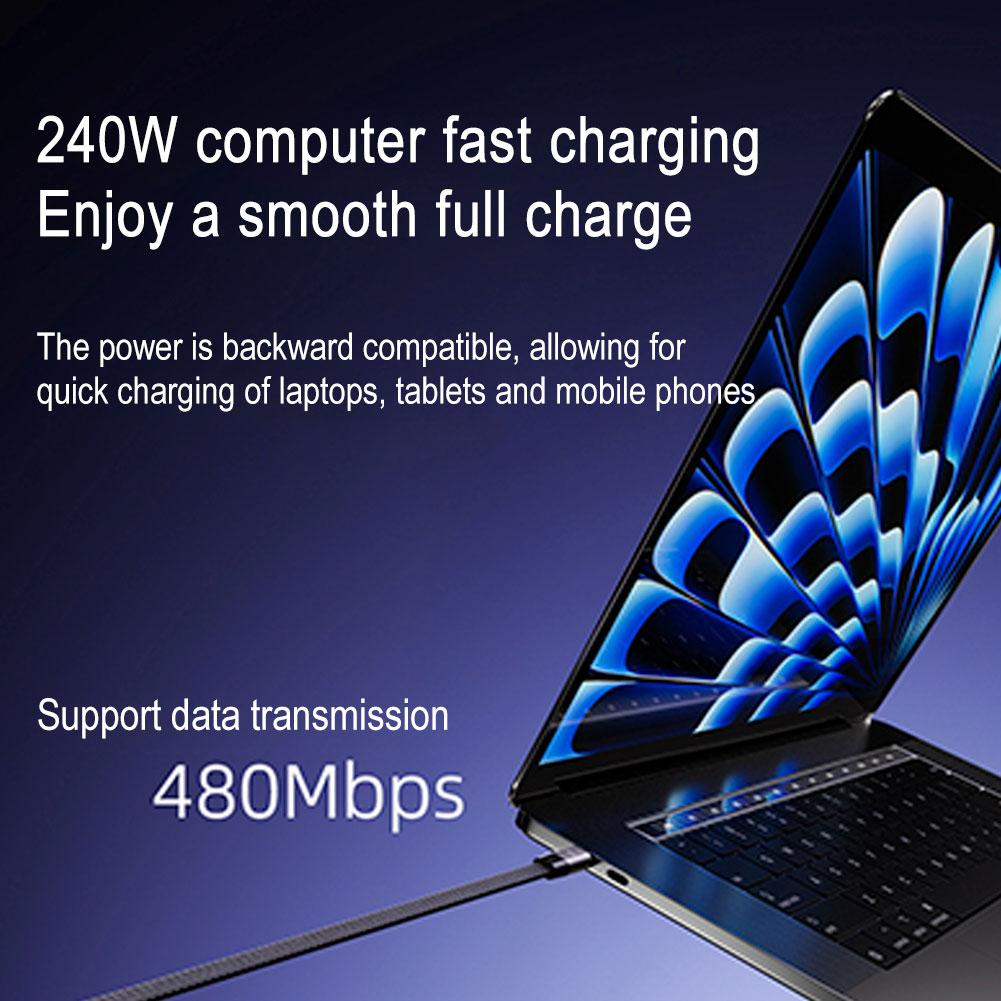 2 In 1 240W Schnellladekabel USB C auf C + Ständer 150 cm PD Ladekabel iPhone Samsung Huawei Typ C