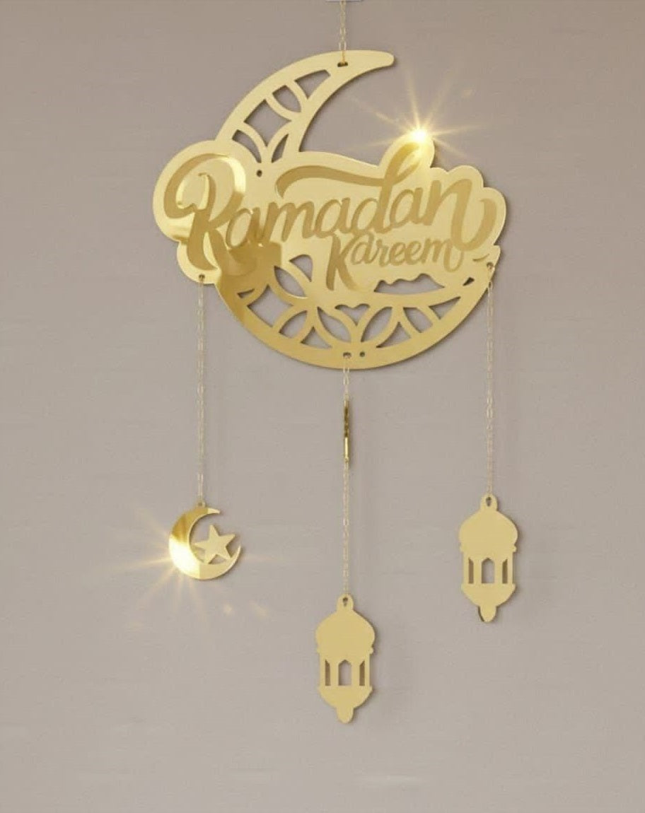Eleganter Ramadan Wandhänger aus Gold-Acryl - 40×50 cm (Hergestellt in Ägypten)