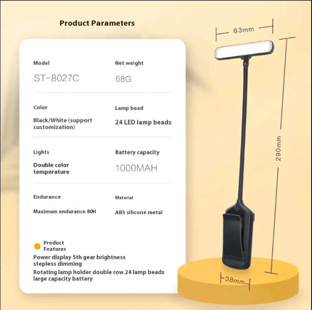 24 مصباح قراءة LED قابل للشبك، USB 3 ألوان 15 مستوى