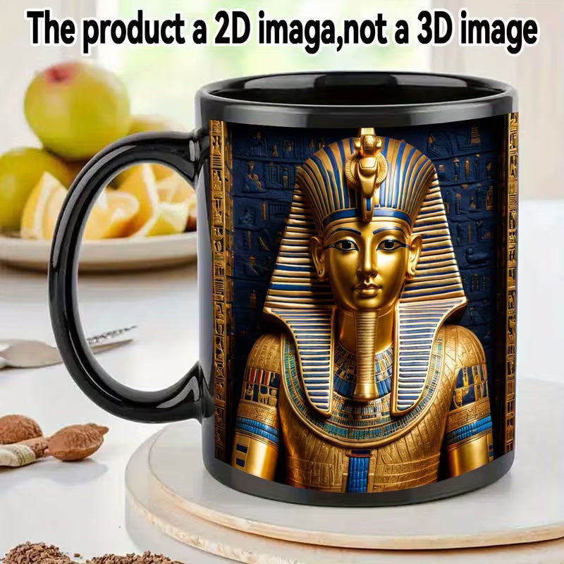 Schwarze Ägyptische Pharao-Statue Tasse, 11oz Keramik-Tasse Koffee