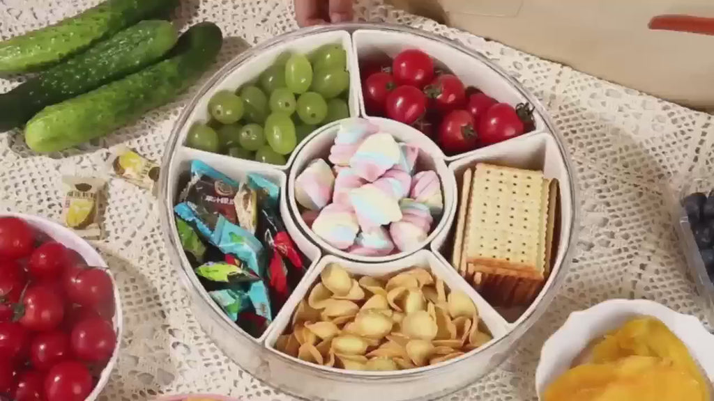 Unterteiltes Snacktablett mit Deckel Griff