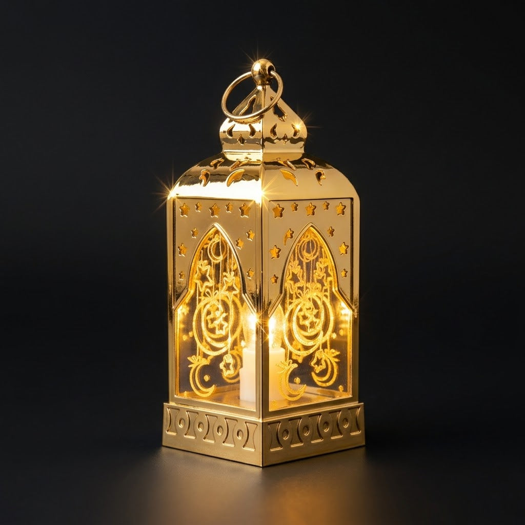 2 Stück Ramadan LED Laterne 5x13 cm