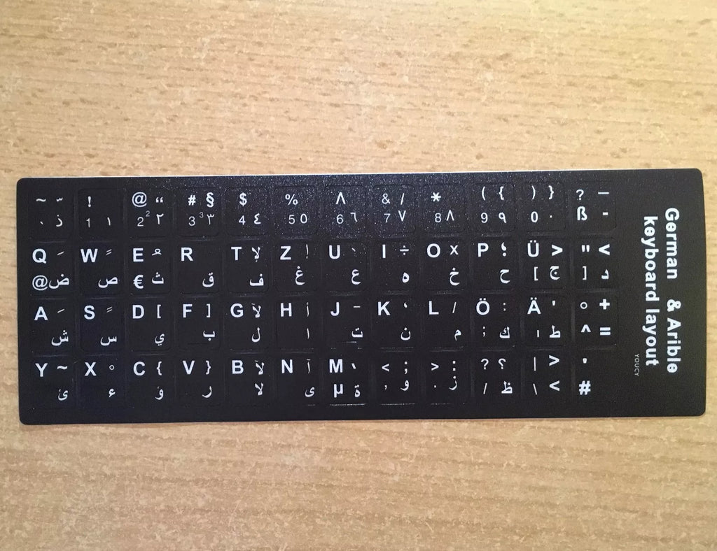 TASTATURAUFKLEBER ARABISCH DEUTSCH QWERTZ Layout لصاقات كيبورد عربي ألماني